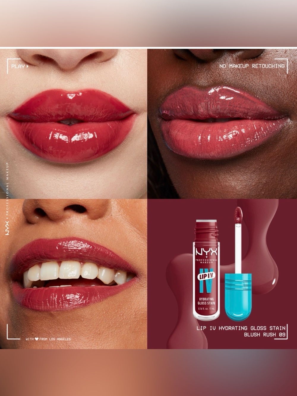 BUY NOW NYX Lip I.V. Hydrating Lip Gloss Stain - Blush Rush - Picture 3 of 7